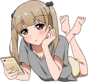 📱 emoji Lazy pigtails girl :: @line_stickers Telegram sticker 22 of 40
