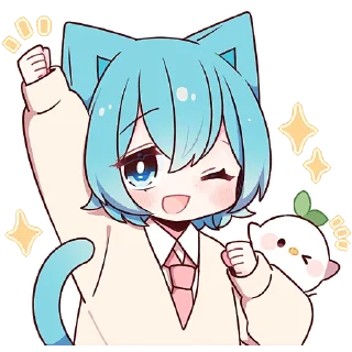 ✊ emoji Голубой котик 2 @Nyasticks Telegram sticker 24 of 41