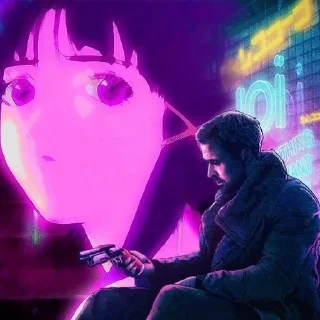 Sticker from blade runner 2049 but anime