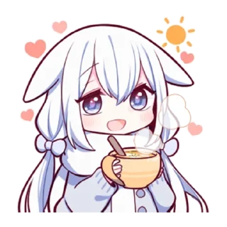 🍵 emoji Белая-зайка @tg_sticks Telegram sticker 13 of 39