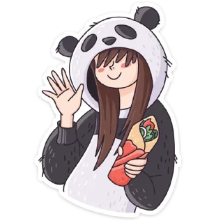 👋 emoji Девочка-Панда и кот Барсик Telegram sticker 8 of 40