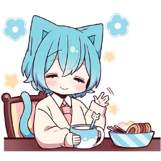 👋 emoji Голубой котик 2 @Nyasticks Telegram sticker 8 of 41