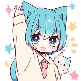 👋 emoji Голубой котик 2 @Nyasticks Telegram sticker 12 of 41