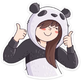 👍 emoji Девочка-Панда и кот Барсик Telegram sticker 19 of 40