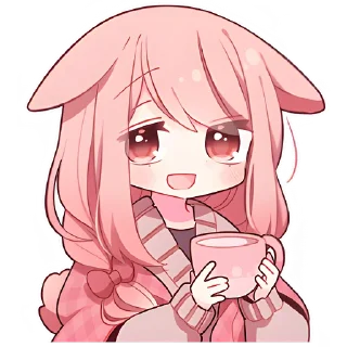 ☕ emoji Розовая зайка @Nyasticks Telegram sticker 12 of 41