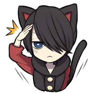 😐 emoji Чёрный котёнок @nyasticks Telegram sticker 9 of 41