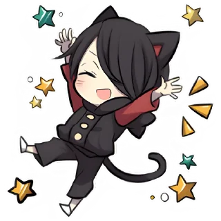 🥳 emoji Чёрный котёнок 2 @Nyasticks Telegram sticker 20 of 41