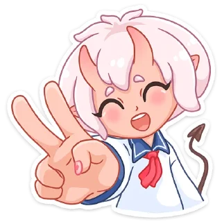 ✌ emoji Школьница Они-тян @TgSticker Telegram sticker 23 of 48