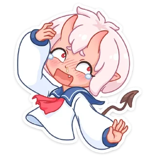 😦 emoji Школьница Они-тян @TgSticker Telegram sticker 9 of 48