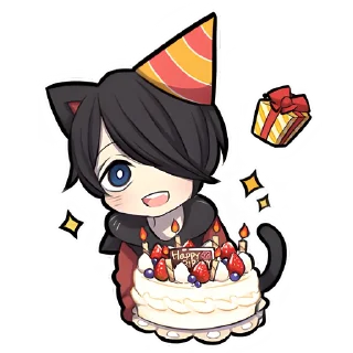 🥳 emoji Чёрный котёнок 3 @Nyasticks Telegram sticker 15 of 41