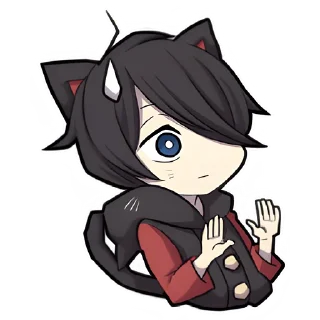 😐 emoji Чёрный котёнок 3 @Nyasticks Telegram sticker 16 of 41