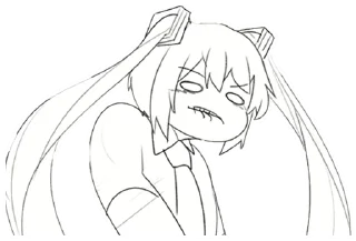 😖 emoji Hatsune Miku by @LawKraft Telegram sticker 9 of 35