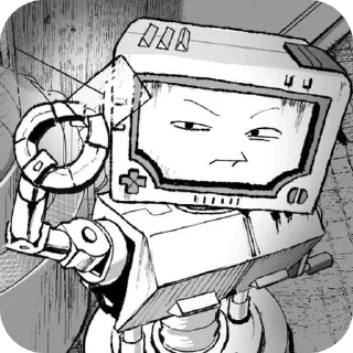 ⚙ emoji « 𝚈𝚘𝚞 𝚍𝚘𝚗𝚎 𝚐𝚊𝚠𝚔𝚒𝚗𝚐? 𝚆𝚎 𝚌𝚊𝚗 𝚜𝚝𝚊𝚛𝚝? 𝙶𝚘𝚘𝚍. » Telegram sticker 17 of 106