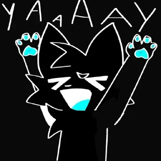 🌟 emoji Black Silly Cat || :D Telegram sticker 16 of 44