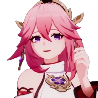 🙂 emoji Cute Yae Miko by @peach_artworld Telegram sticker 7 of 23