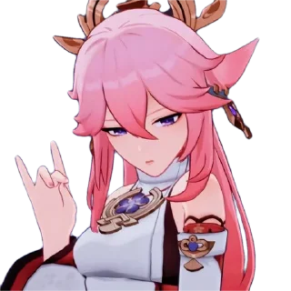 🤘 emoji Cute Yae Miko by @peach_artworld Telegram sticker 9 of 23