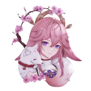 🌸 emoji Cute Yae Miko by @peach_artworld Telegram sticker 11 of 23