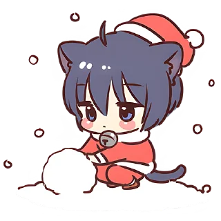 ❄ emoji Чёрный зимний кот @Nyasticks Telegram sticker 4 of 41