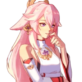 🤔 emoji Cute Yae Miko by @peach_artworld Telegram sticker 18 of 23