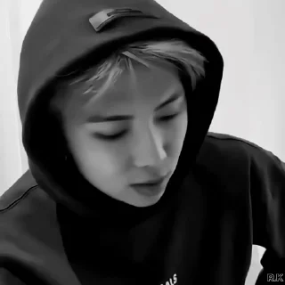 📞 emoji Namjoon by @rokkihelp B&W Telegram sticker 10 of 30