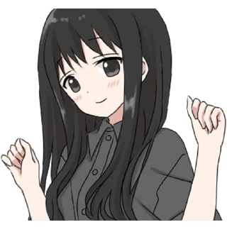 😀 emoji girl with long black hair @kpi_jojo Telegram sticker 15 of 32