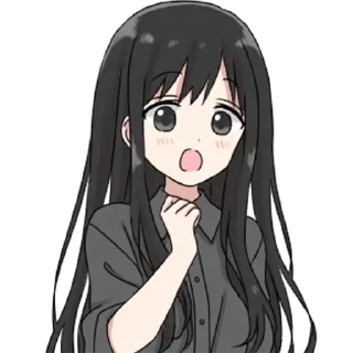 😫 emoji girl with long black hair @kpi_jojo Telegram sticker 10 of 32