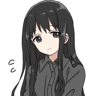 😞 emoji girl with long black hair @kpi_jojo Telegram sticker 6 of 32