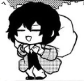 😥 emoji dazai chibi (and more). Telegram sticker 16 of 59