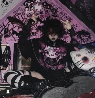 🖕 emoji Эмо девочка 🖤 Telegram sticker 5 of 11