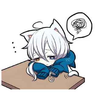😞 emoji Белый котёнок 2 @Nyasticks Telegram sticker 10 of 41