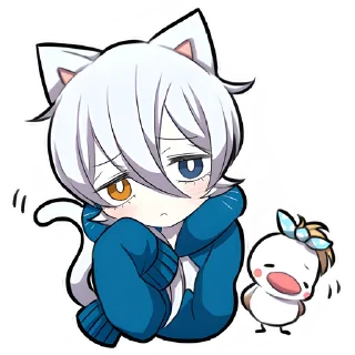 😌 emoji Белый котёнок 3 @Nyasticks Telegram sticker 7 of 41