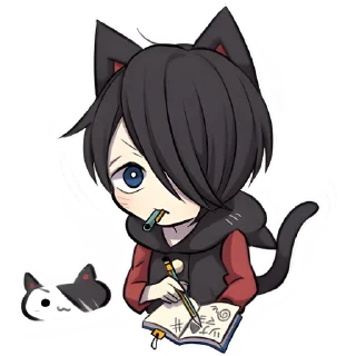 😑 emoji Чёрный котёнок 2 @Nyasticks Telegram sticker 17 of 41