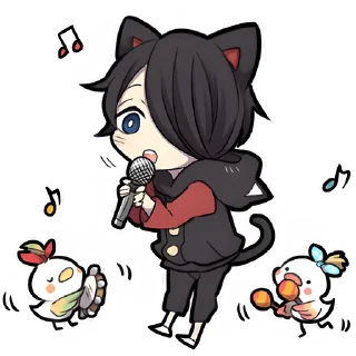 🎤 emoji Чёрный котёнок 3 @Nyasticks Telegram sticker 5 of 41