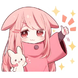 👍 emoji Розовая зайка @Nyasticks Telegram sticker 21 of 41