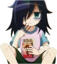 😑 emoji WataMote Telegram sticker 3 of 27