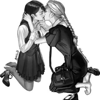 👩‍❤️‍💋‍👩 emoji Зайчик🐇🗝️ Telegram sticker 22 of 28