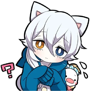 🤔 emoji Белый котёнок 4 @Nyasticks Telegram sticker 7 of 41
