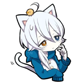 🤔 emoji Белый котёнок ч.1 @nyasticks Telegram sticker 15 of 41