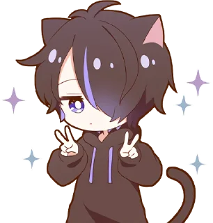 ✌️ emoji Kuroneko Kun @jp_stickers Telegram sticker 9 of 40