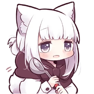 🥄 emoji Девочка волчица @Nyasticks Telegram sticker 14 of 41