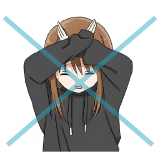 🙅‍♀ emoji Худи-тян @nyasticks Telegram sticker 17 of 41
