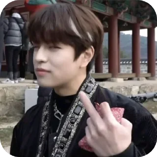 🖕 emoji Seungmin in the building Telegram sticker 11 of 28