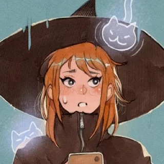 🌟 emoji _призрачные коты и чай_< Telegram sticker 20 of 36