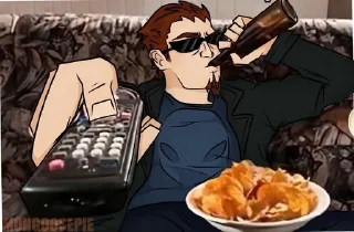 🌟 emoji БУХАЮЩИЙ МУЖИК С ПУЛЬТОМ Telegram sticker 21 of 99