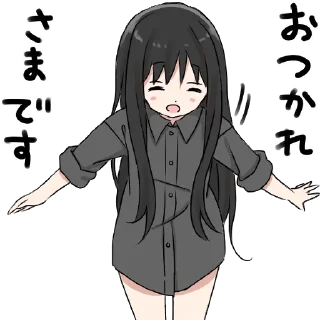 😤 emoji Girl with black hair long :: @line_stickers Telegram sticker 19 of 32