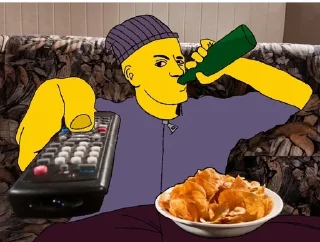 🌟 emoji БУХАЮЩИЙ МУЖИК С ПУЛЬТОМ Telegram sticker 6 of 99