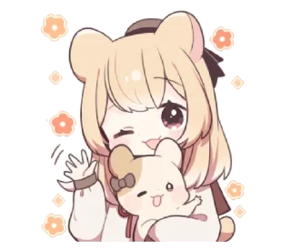 👋 emoji hamster girl 🐹 ➝ @benti_stickers Telegram sticker 13 of 38