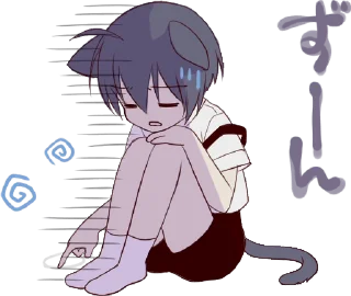 😞 emoji Boy of the Black Cat Animated :: @line_stickers Telegram sticker 21 of 24