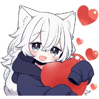 🫶 emoji Белая волчица @Nyasticks Telegram sticker 15 of 42