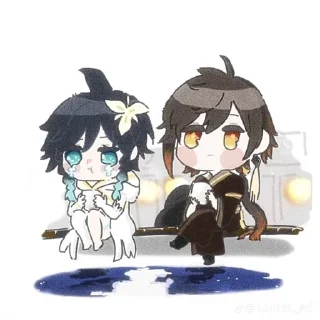 🪽 emoji zhongli and venti. ࿔ Telegram sticker 11 of 51